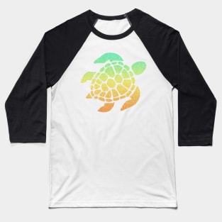 Pastel Orange Teal Ombre Faux Glitter Turtle Baseball T-Shirt